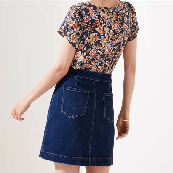 LOFT Button Front Denim Skirt - Picture 7 of 8